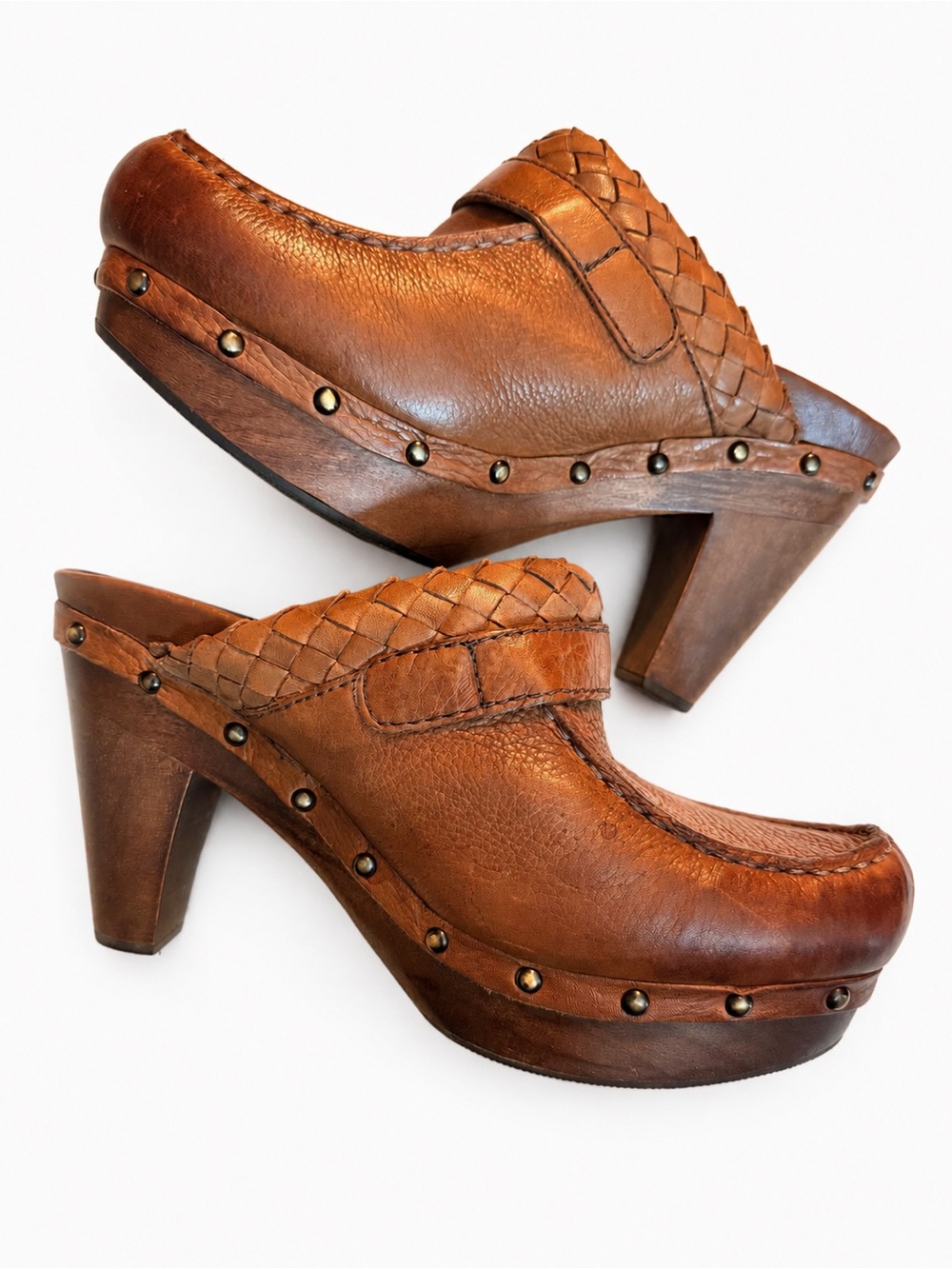 Earthies Rochelle Leather Platform Clogs  Size 7